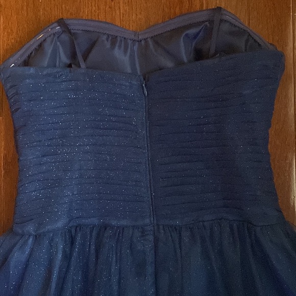 Adrianna Papell Strapless Sparkly Navy Blue Party Dress - Picture 13 of 16